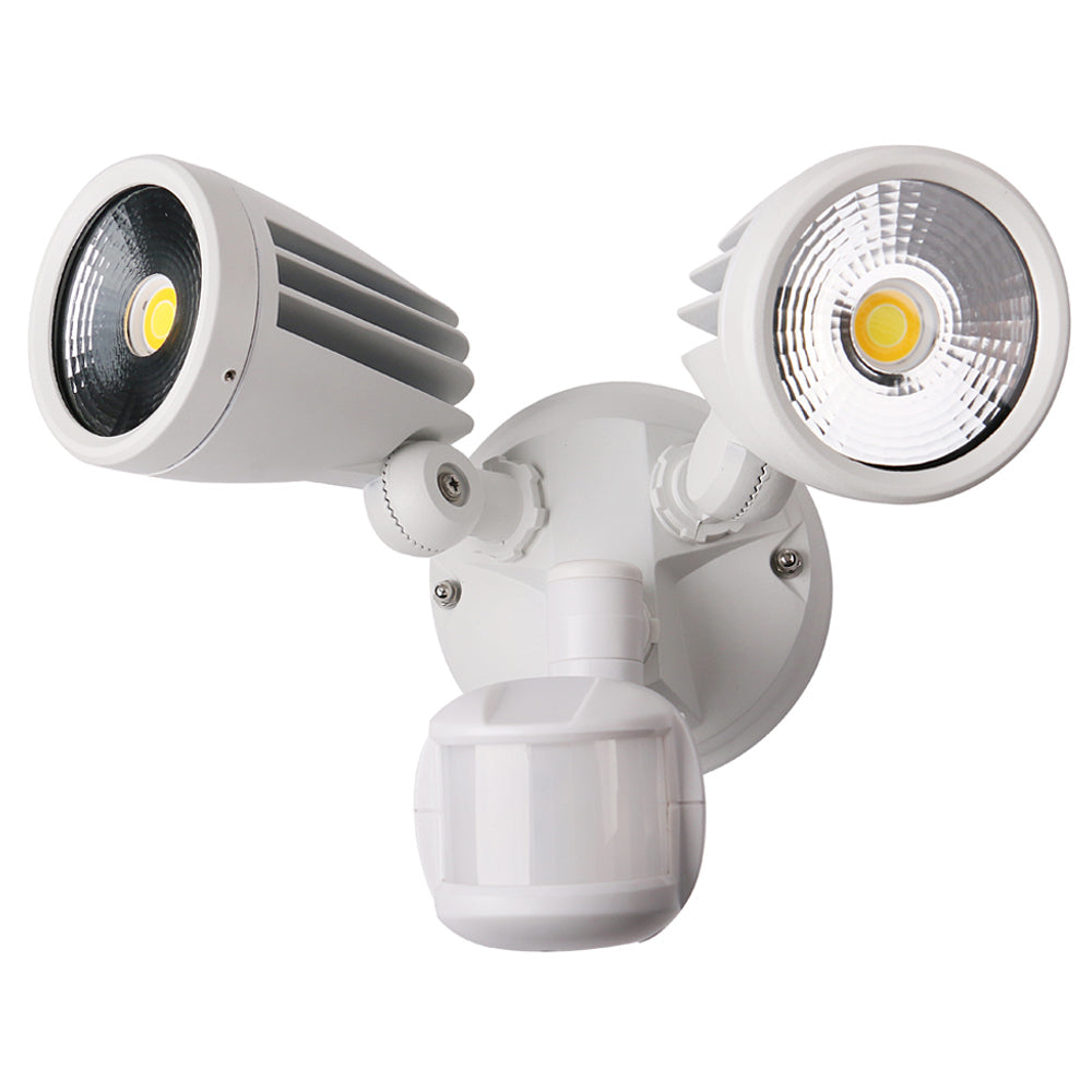 Fortress II LED Flood Light Outdoor Double Spot Sensor Tricolour White